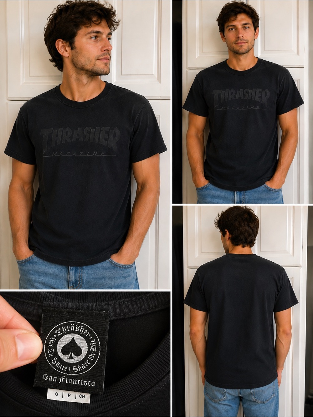 Thrasher Magazine Black Tonal Logo T-Shirt – Size Small